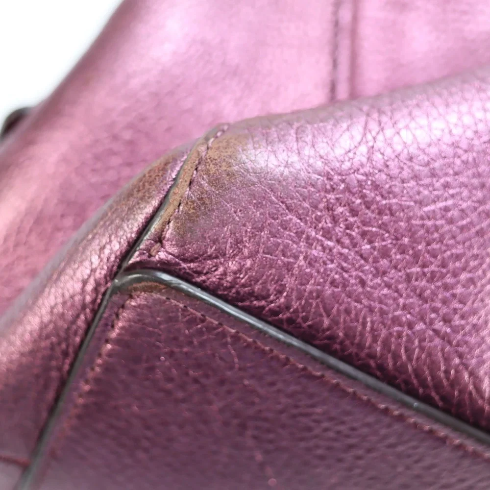 Coach Hallie Pebble‎ Leather Shoulder Bag Metallic Berry F80271 Hobo Redefined